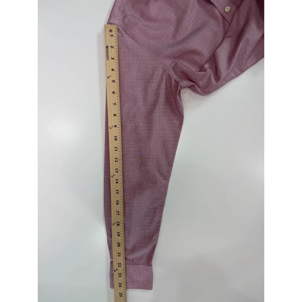 Banana Republic Mens Tailored Slim Fit Non-Iron Dobby Shirt Red Pink Small S